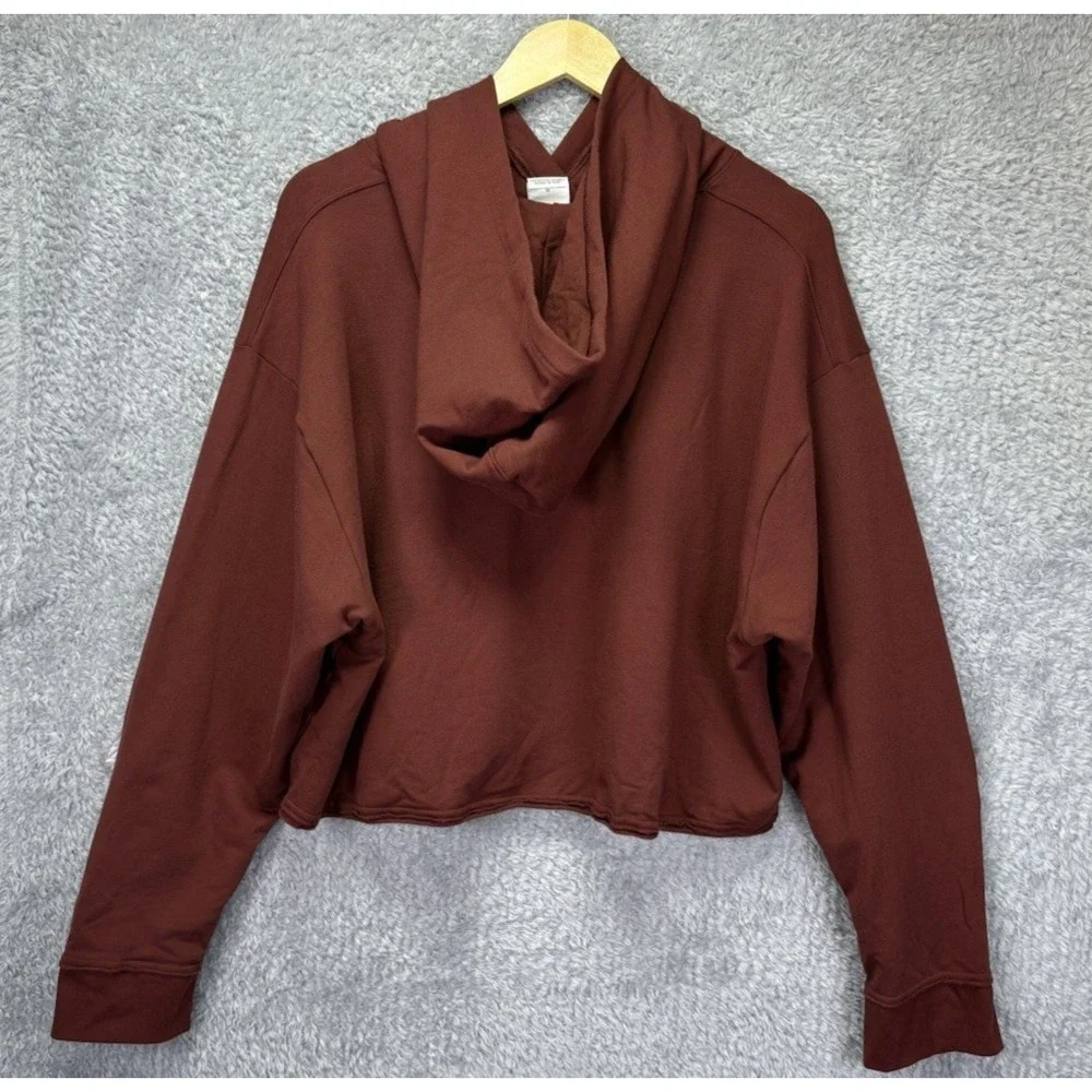 Nike Yoga Luxe Womens 2X Therma-FIT Fleece Hoodie Brown Cropped Oversized Plus